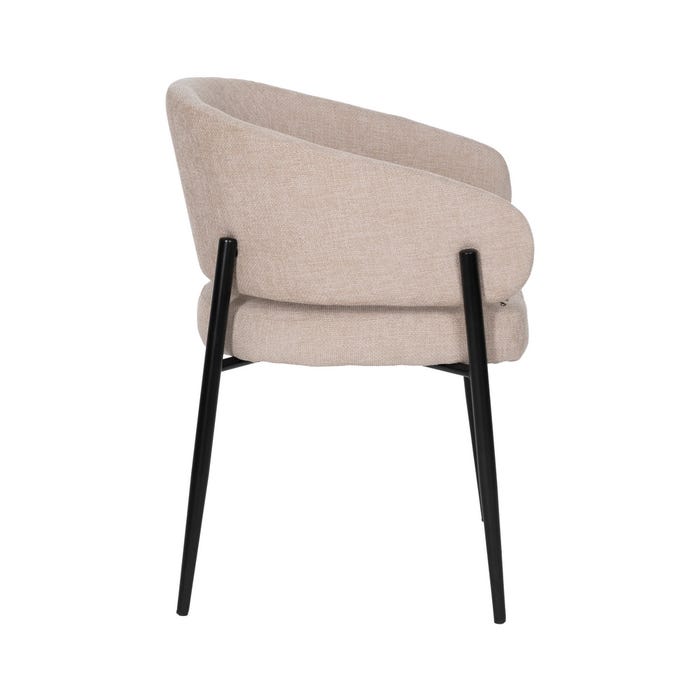 Beige Fabric-Metal Contract Chair 60 X 57 X 79 Cm