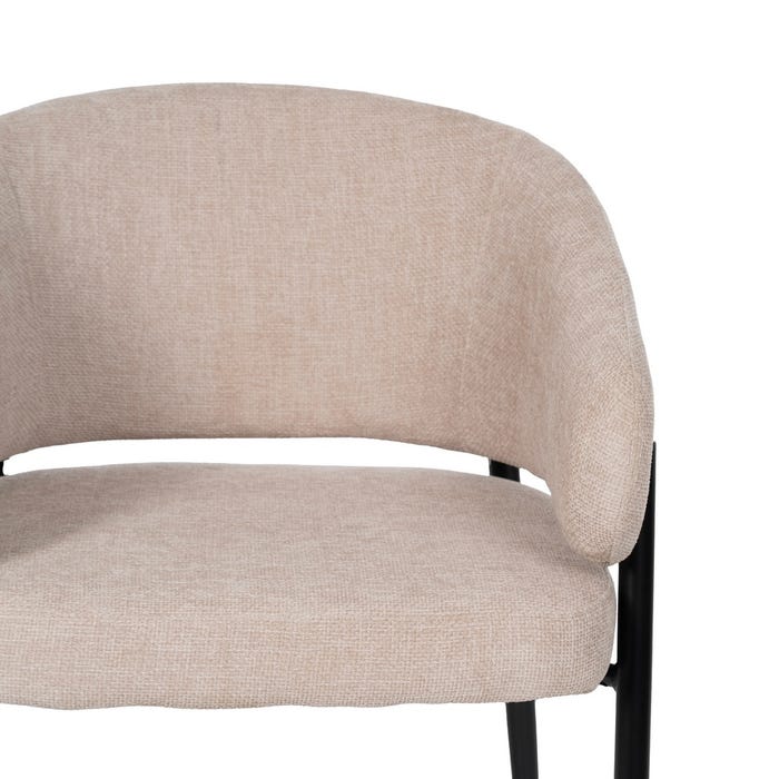Beige Fabric-Metal Contract Chair 60 X 57 X 79 Cm