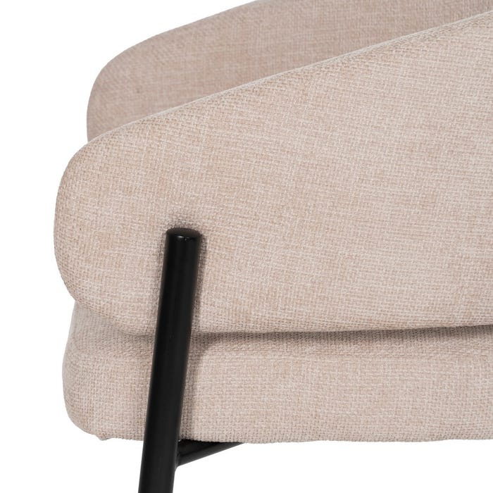 Beige Fabric-Metal Contract Chair 60 X 57 X 79 Cm