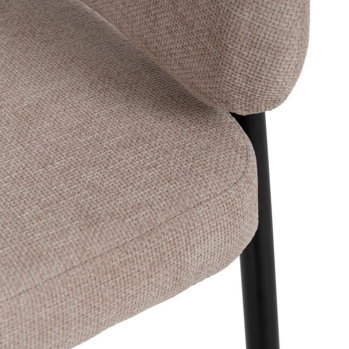 Beige Fabric-Metal Contract Chair 60 X 57 X 79 Cm