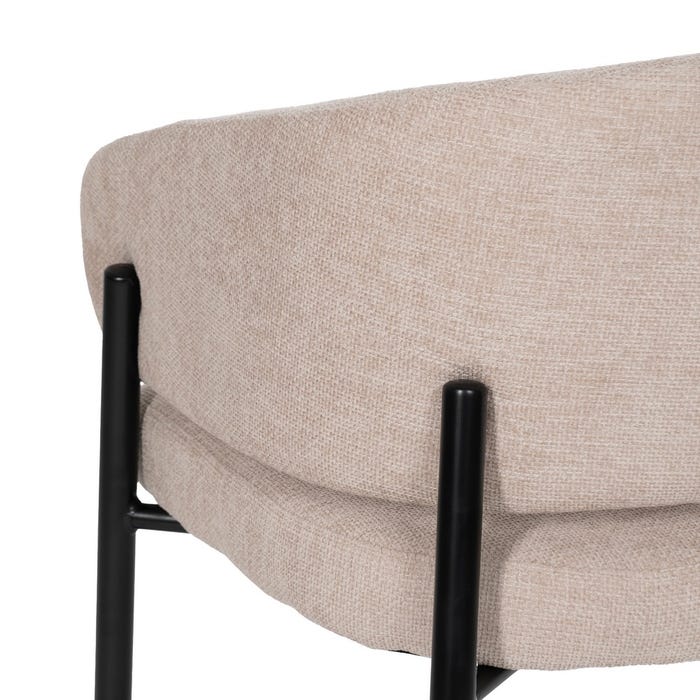 Beige Fabric-Metal Contract Chair 60 X 57 X 79 Cm