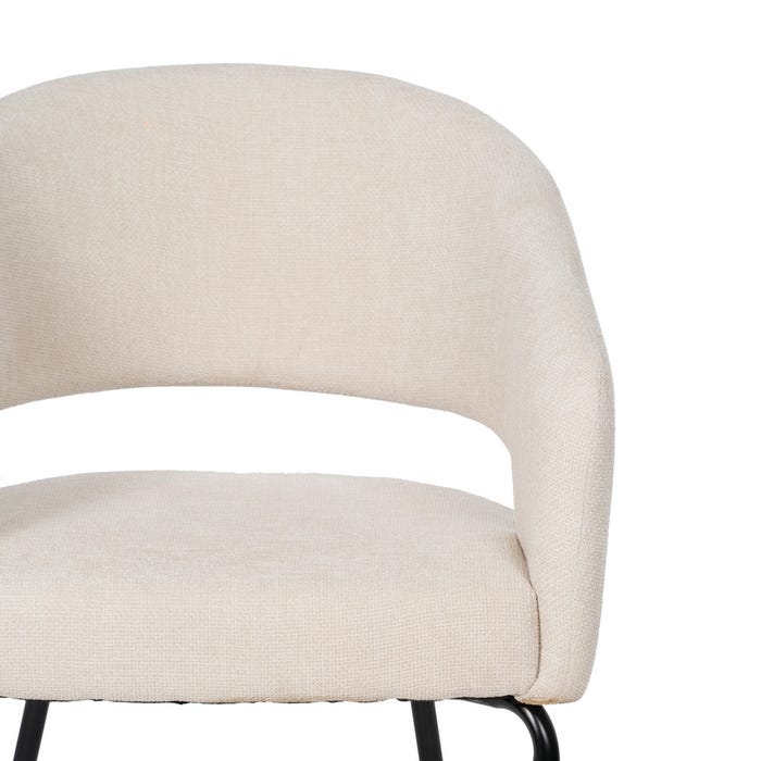 White Fabric-Metal Contract Chair 57 X 56 X 81 Cm