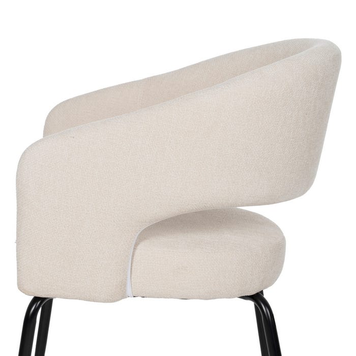 White Fabric-Metal Contract Chair 57 X 56 X 81 Cm