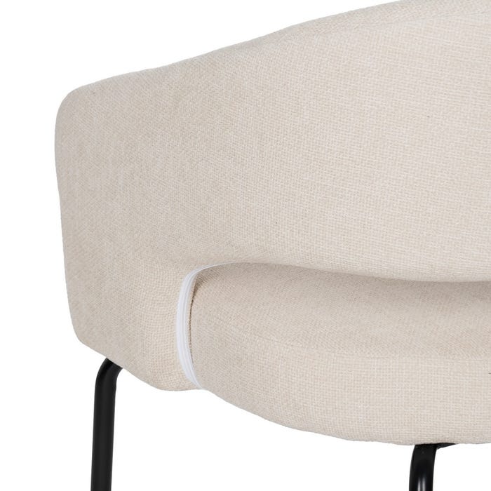 White Fabric-Metal Contract Chair 57 X 56 X 81 Cm