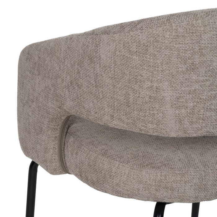 Taupe Fabric-Metal Contract Chair 57 X 56 X 81 Cm
