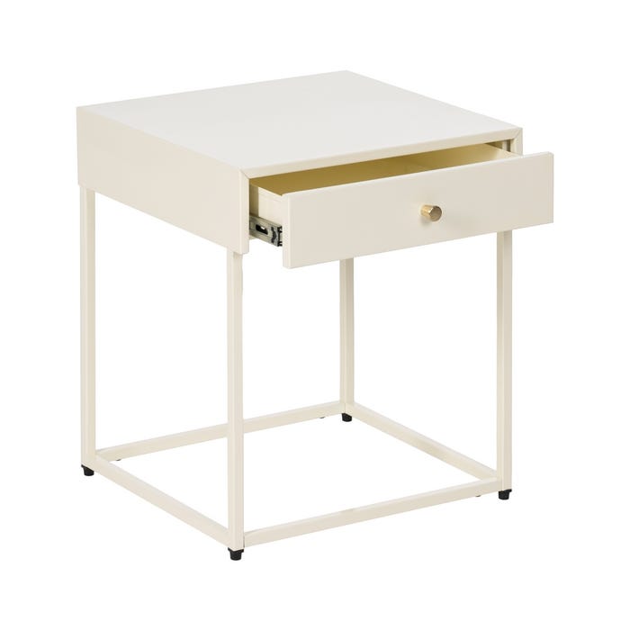 Mesita Crema Acero 43 X 41 X 50 Cm