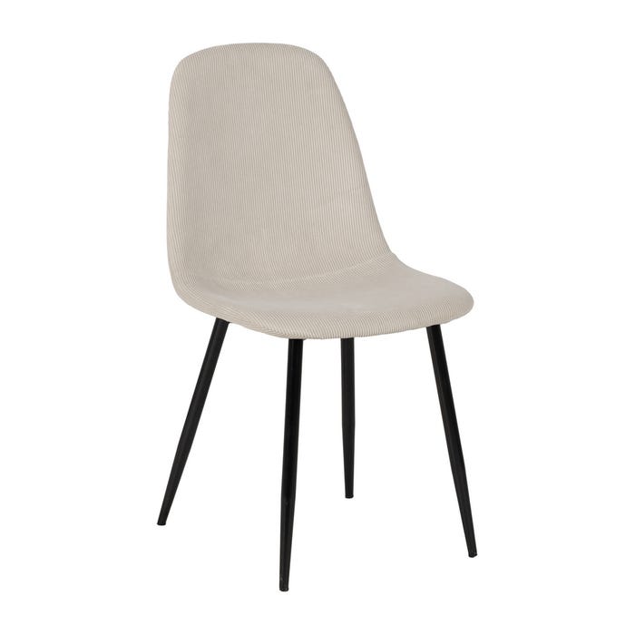 Cream Corduroy Chair Fabric-Metal Living Room 44 X 47 X 88 Cm