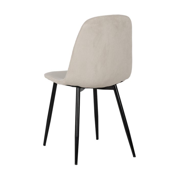 Cream Corduroy Chair Fabric-Metal Living Room 44 X 47 X 88 Cm