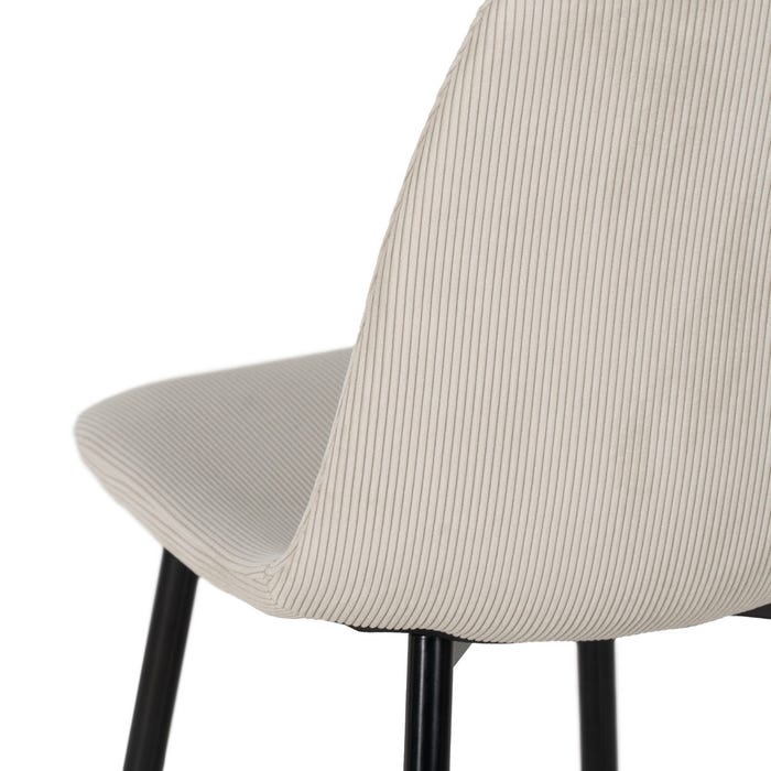 Cream Corduroy Chair Fabric-Metal Living Room 44 X 47 X 88 Cm