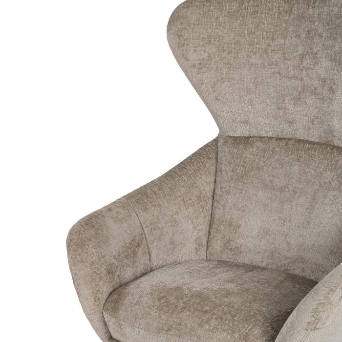 Poltrona giratória de tecido bege e metal 75 x 80 x 110 cm