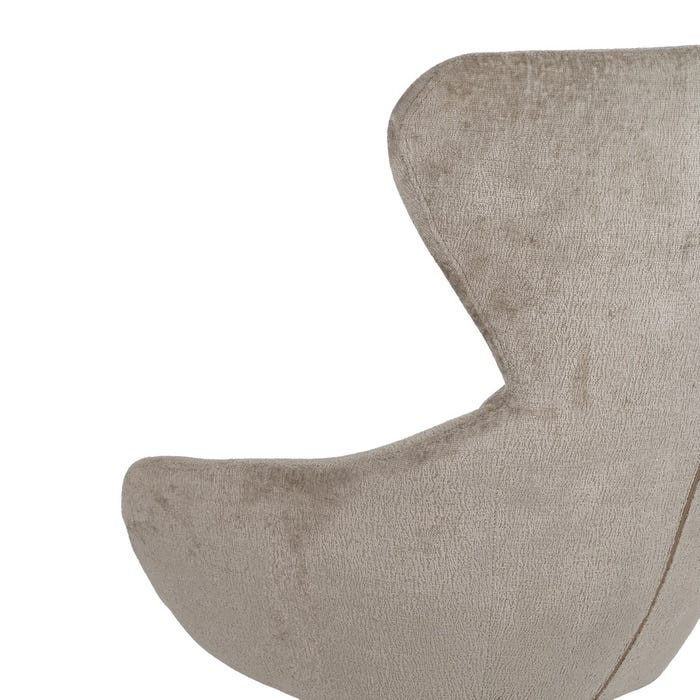 Poltrona giratória de tecido bege e metal 75 x 80 x 110 cm