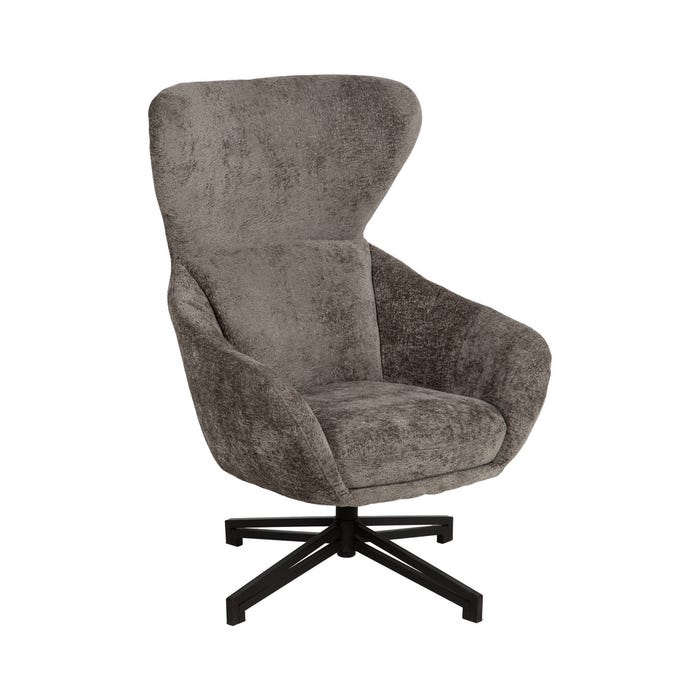 Gray Fabric-Metal Swivel Armchair Living Room 75 X 80 X 110 Cm