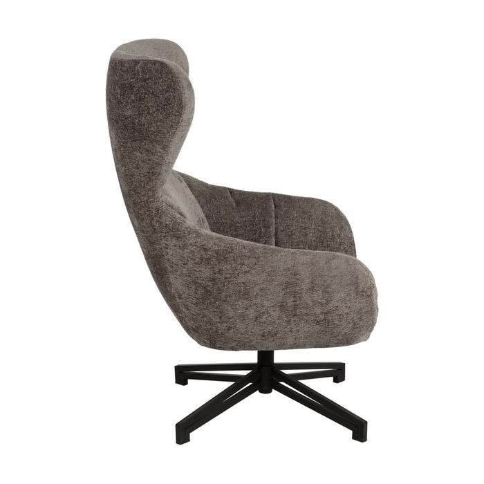 Gray Fabric-Metal Swivel Armchair Living Room 75 X 80 X 110 Cm