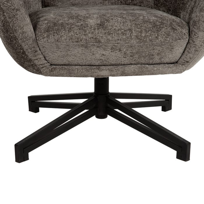 Gray Fabric-Metal Swivel Armchair Living Room 75 X 80 X 110 Cm