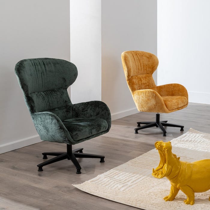 Mustard Fabric-Metal Swivel Chair 78 x 84.50 x 104.50 cm