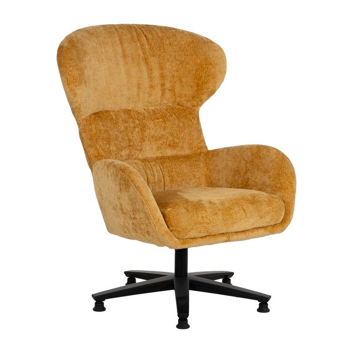 Mustard Fabric-Metal Swivel Chair 78 x 84.50 x 104.50 cm