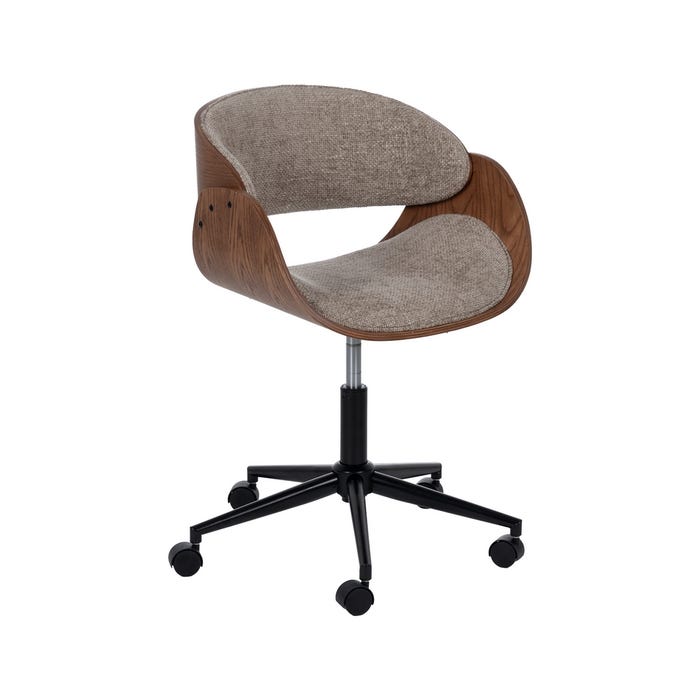 Beige-Brown Fabric-Wood Wheelchair 59 X 64 X 88 Cm