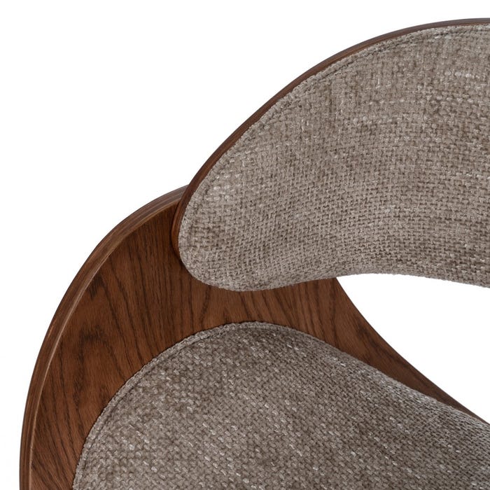 Beige-Brown Fabric-Wood Wheelchair 59 X 64 X 88 Cm