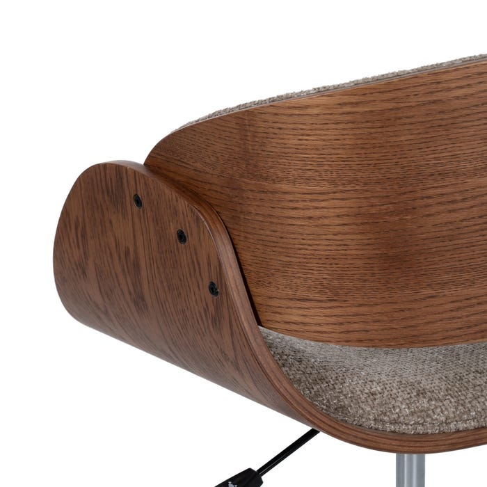 Beige-Brown Fabric-Wood Wheelchair 59 X 64 X 88 Cm