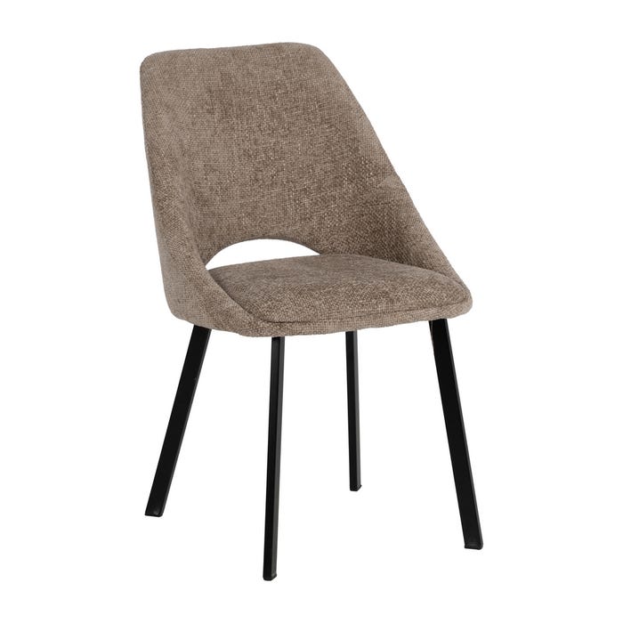Cadeira de sala de estar em tecido bege e metal 48 x 61 x 85 cm