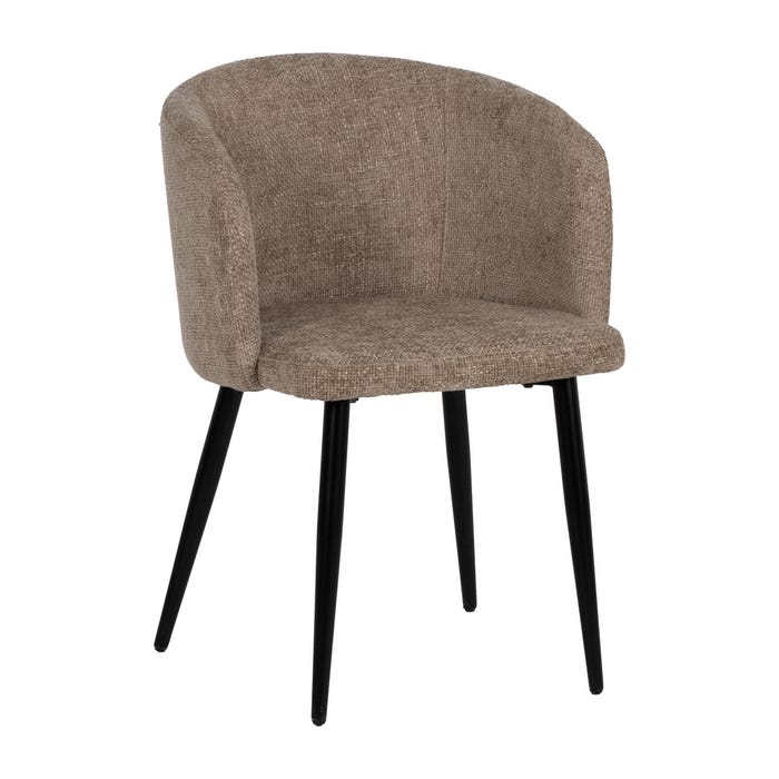 Cadeira de sala de estar em tecido bege e metal 53 x 53 x 77 cm