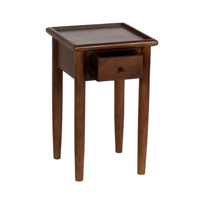 Mesita Marrón Madera De Mango Dormitorio 35 X 35 X 55 Cm