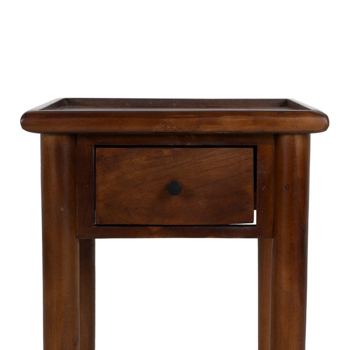 Mesita Marrón Madera De Mango Dormitorio 35 X 35 X 55 Cm