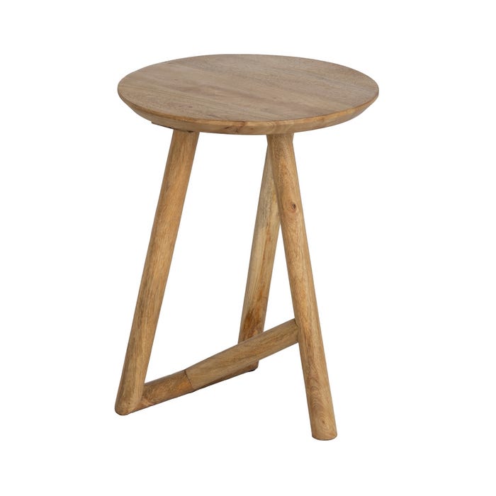 Mesa Auxiliar Natural Madera De Mango 40 X 40 X 55 Cm