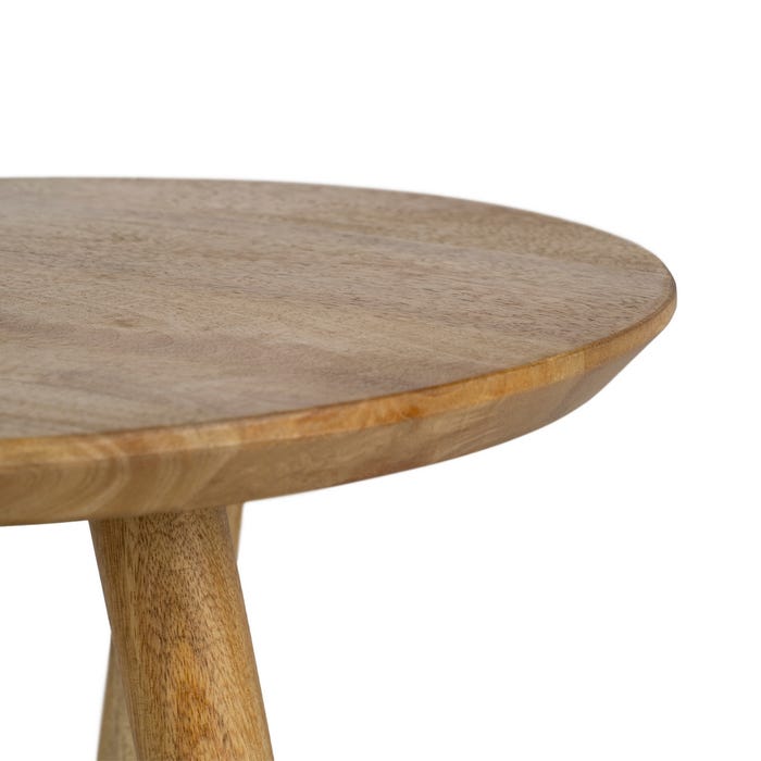 Mesa Auxiliar Natural Madera De Mango 40 X 40 X 55 Cm