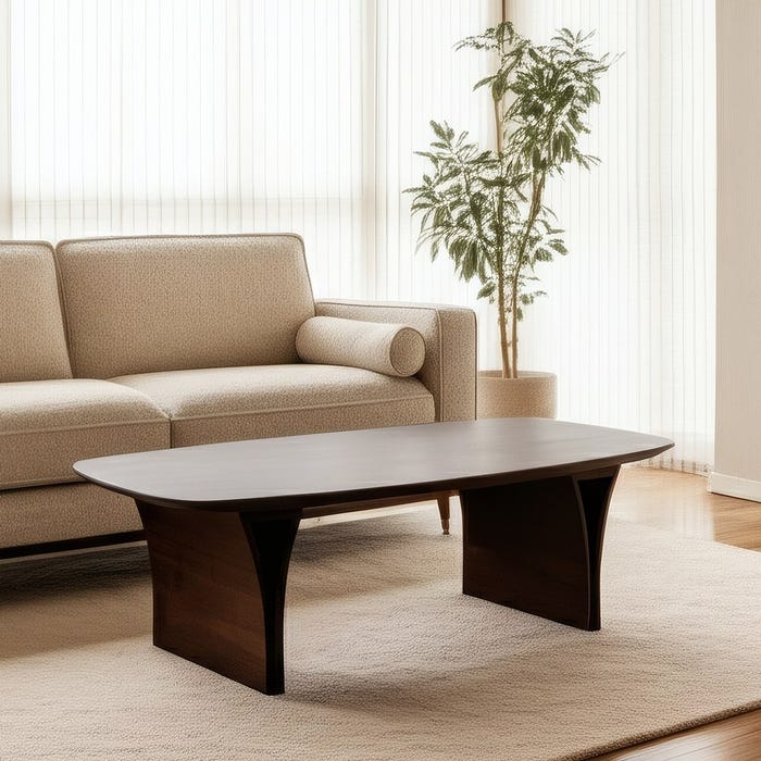 Mesa Centro Marrón Madera De Acacia 130 X 70 X 40 Cm