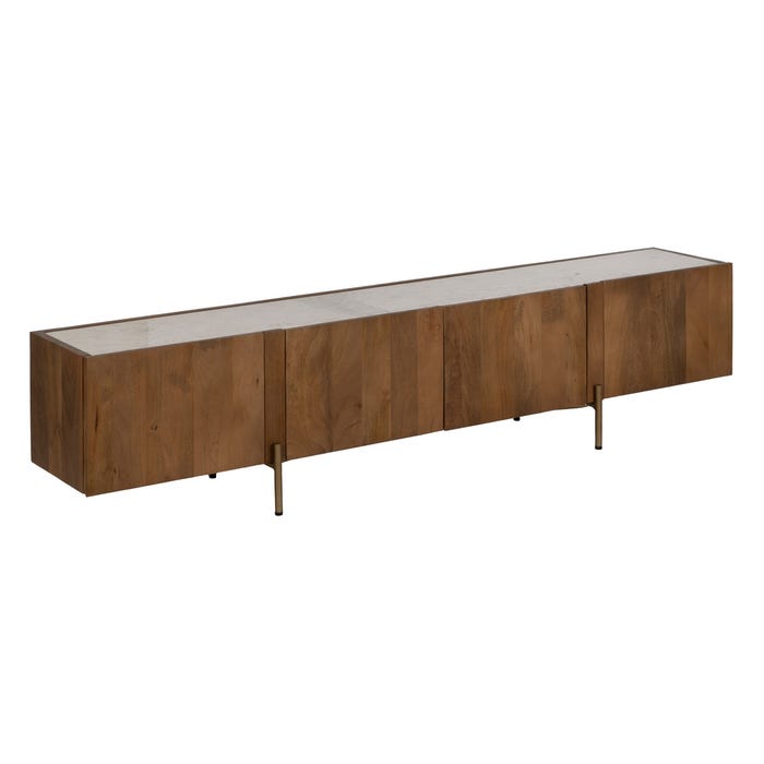 Mueble Tv Blanco-Natural Mármol/Madera 200 X 35 X 46 Cm