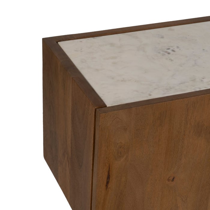 Mueble Tv Blanco-Natural Mármol/Madera 200 X 35 X 46 Cm