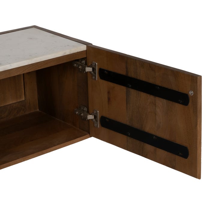 White-Natural Marble/Wood TV Cabinet 200 x 35 x 46 cm