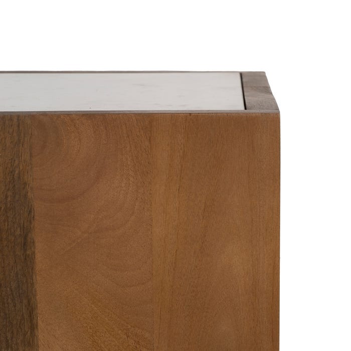 White-Natural Marble/Wood TV Cabinet 200 x 35 x 46 cm