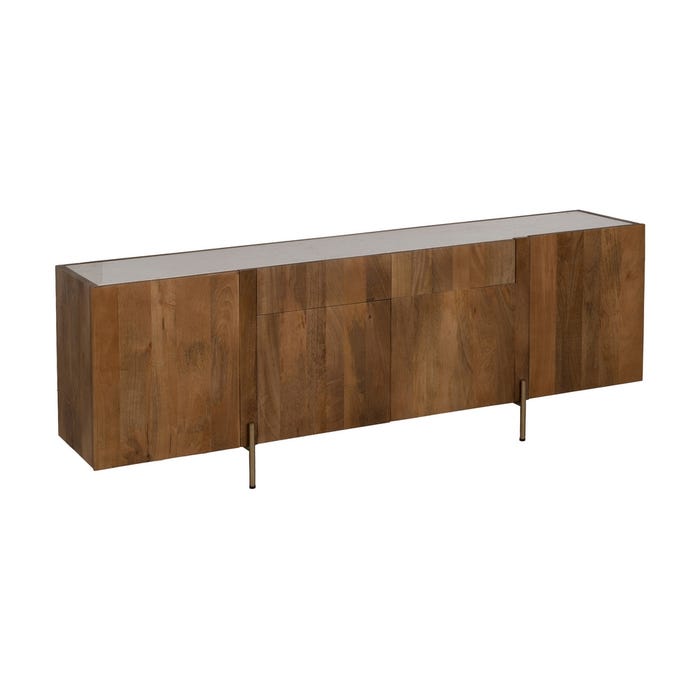Aparador Blanco-Natural Mármol/Madera 200 X 41 X 71 Cm
