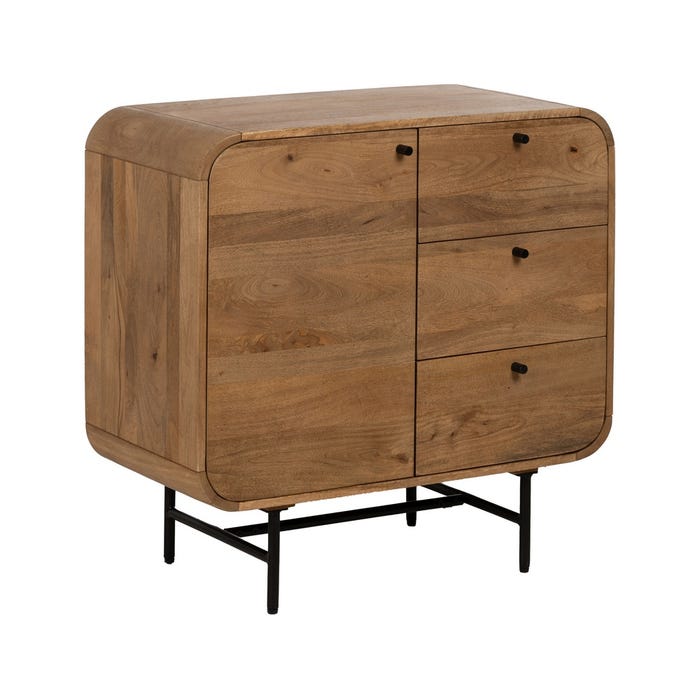 Mueble Auxiliar Natural Madera De Mango 80 X 40 X 80 Cm