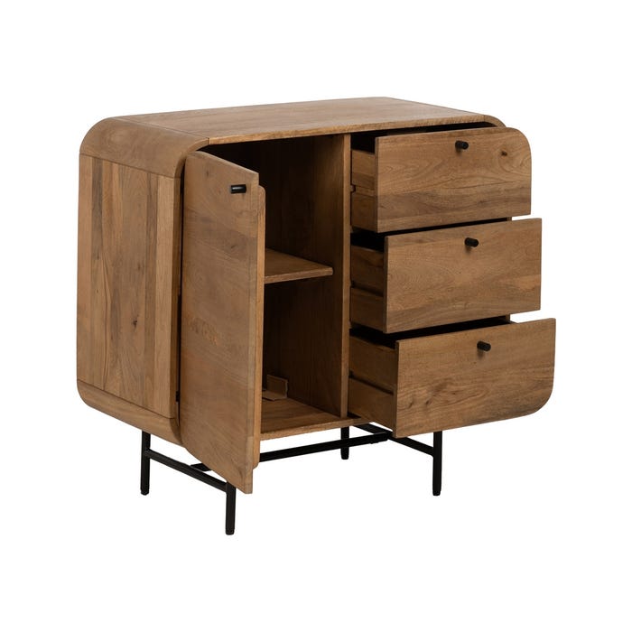 Mueble Auxiliar Natural Madera De Mango 80 X 40 X 80 Cm