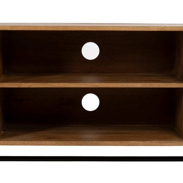 Mueble Tv Natural Madera De Mango Salón 160 X 40 X 55 Cm