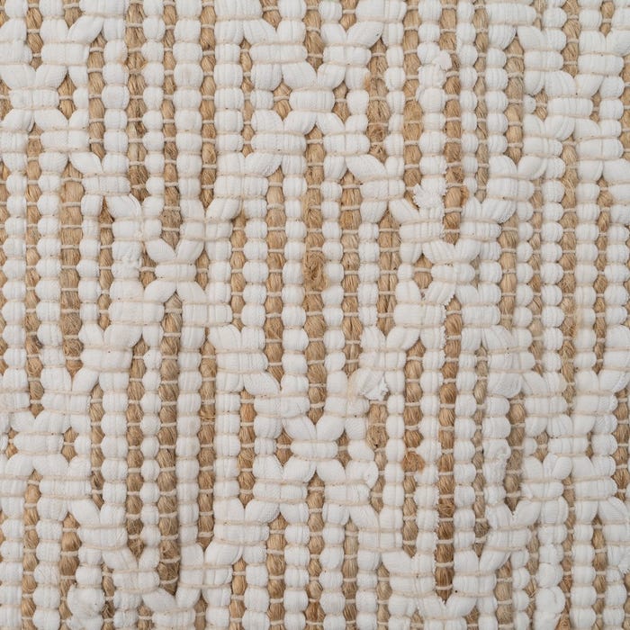 Alfombra Blanco-Natural Yute-Algodón 80 X 150 Cm