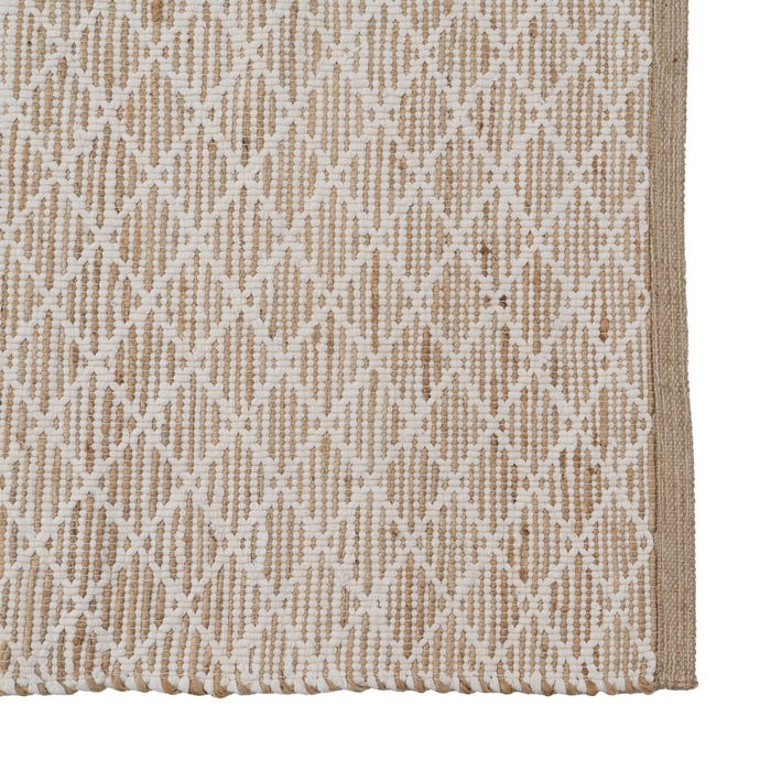 Tapete de juta e algodão branco-natural 160 x 240 cm