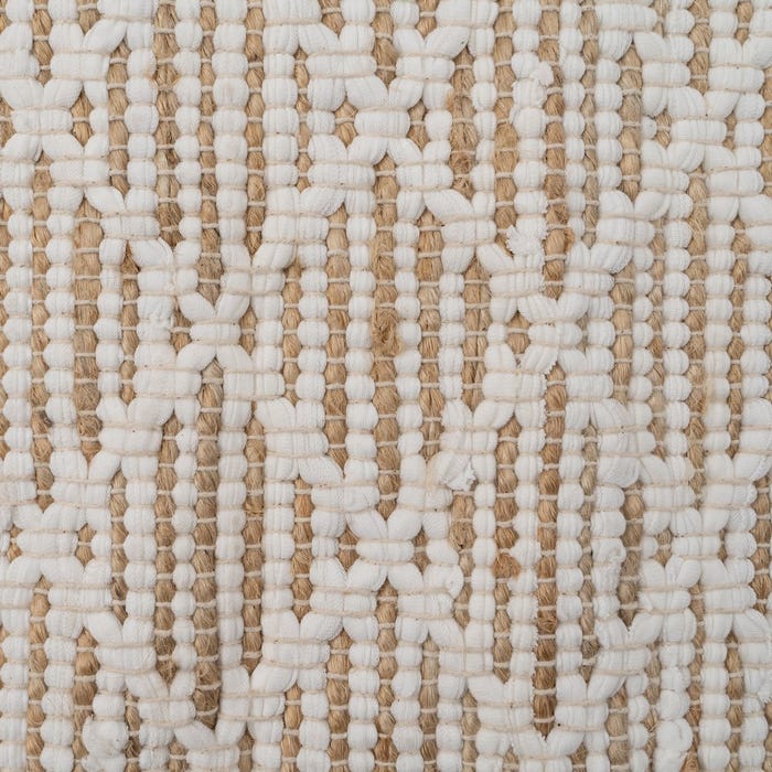 Tapete de juta e algodão branco-natural 200 x 300 cm