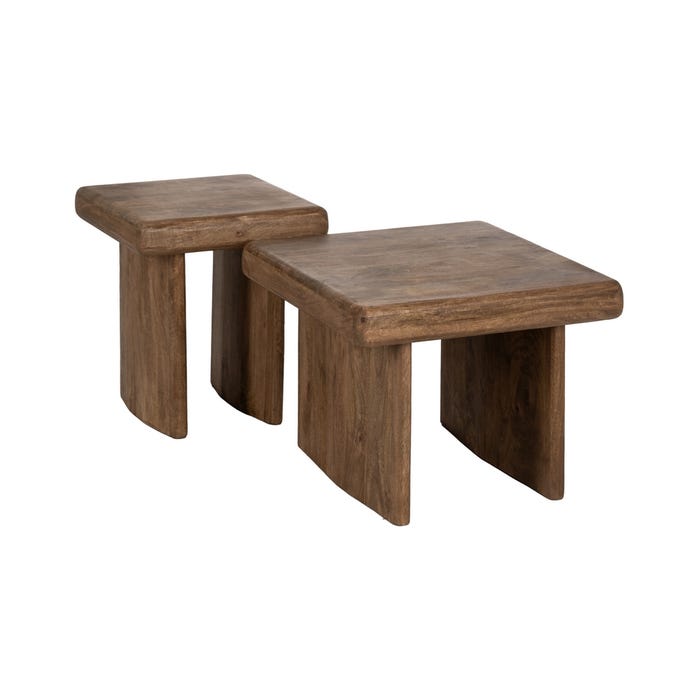 Mesa Auxiliar Marrón Madera De Mango 45 X 45 X 50 Cm