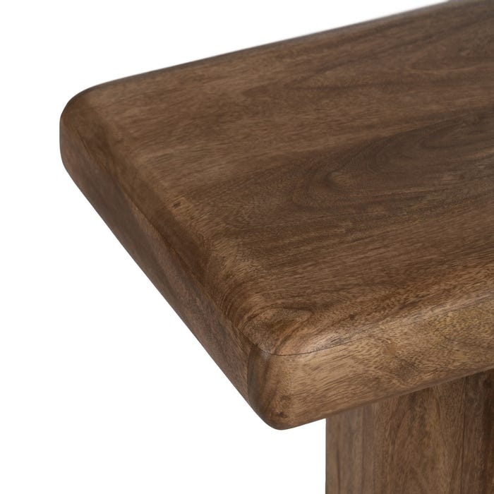 Mesa de centro de madeira de manga marrom para sala de estar 120 x 35 x 45 cm