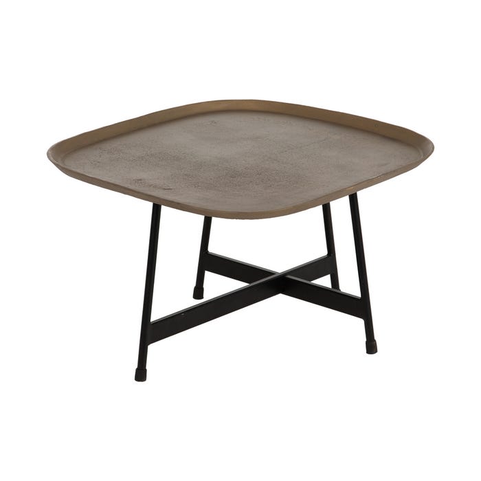 Mesa Centro Oro-Negro Metal Salón 61 X 61 X 37 Cm