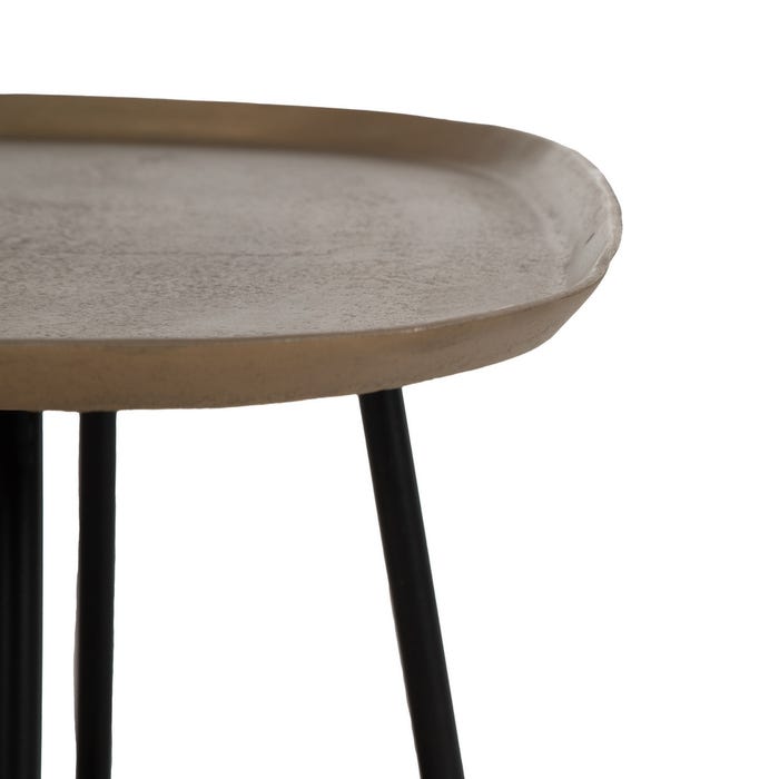 Mesa Centro Oro-Negro Metal Salón 61 X 61 X 37 Cm