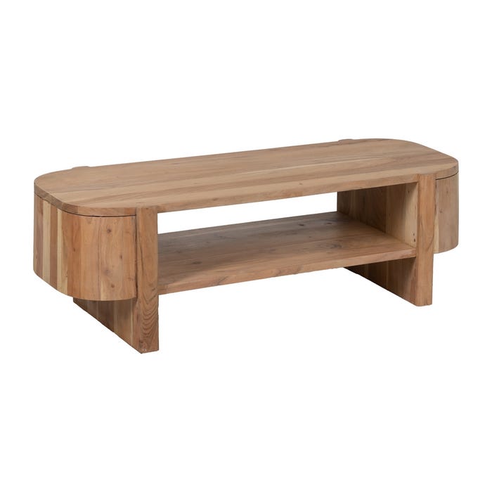 Mesa Centro Natural Madera De Acacia 120 X 50 X 40 Cm