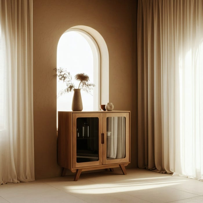 Mueble Auxiliar Natural Madera De Mango 81 X 41 X 83 Cm
