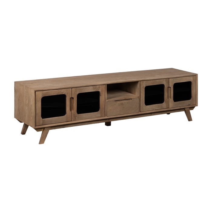 Mueble Tv Natural Madera De Mango Salón 180 X 40,50 X 48 Cm