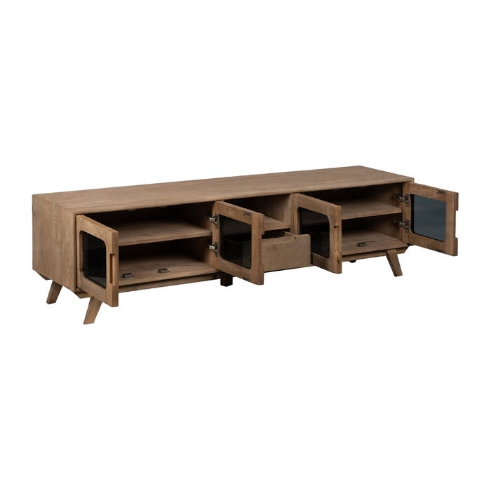 Mueble Tv Natural Madera De Mango Salón 180 X 40,50 X 48 Cm