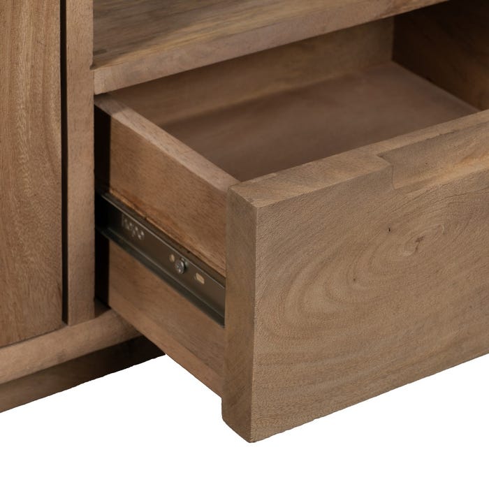 Mueble Tv Natural Madera De Mango Salón 180 X 40,50 X 48 Cm